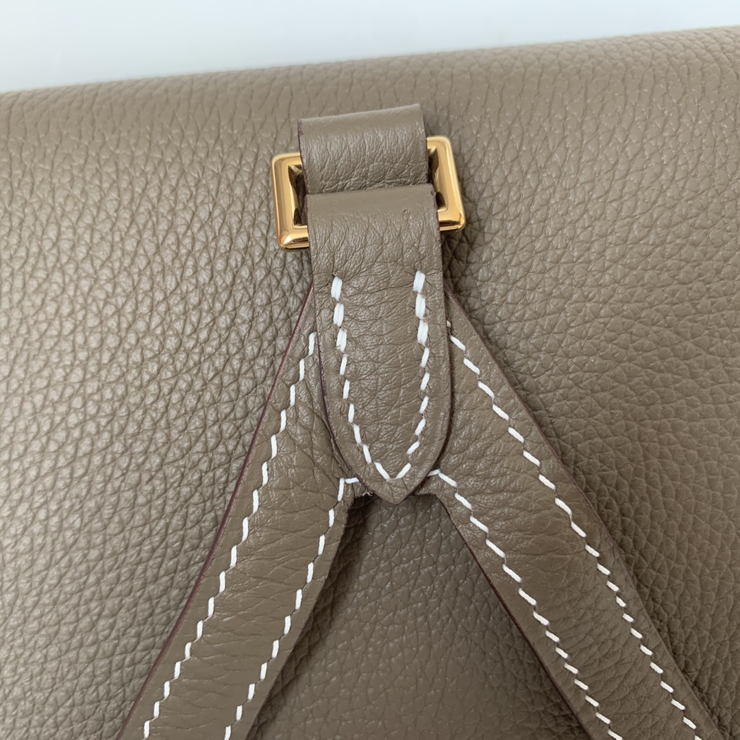 Hermes Kelly Ado Backpack In Gris Elephart Clemence Leather